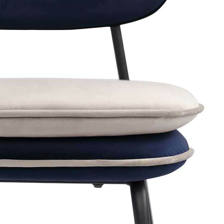 Стул с контрастным кантом pea, велюр, темно-синий/бежевый (77102)