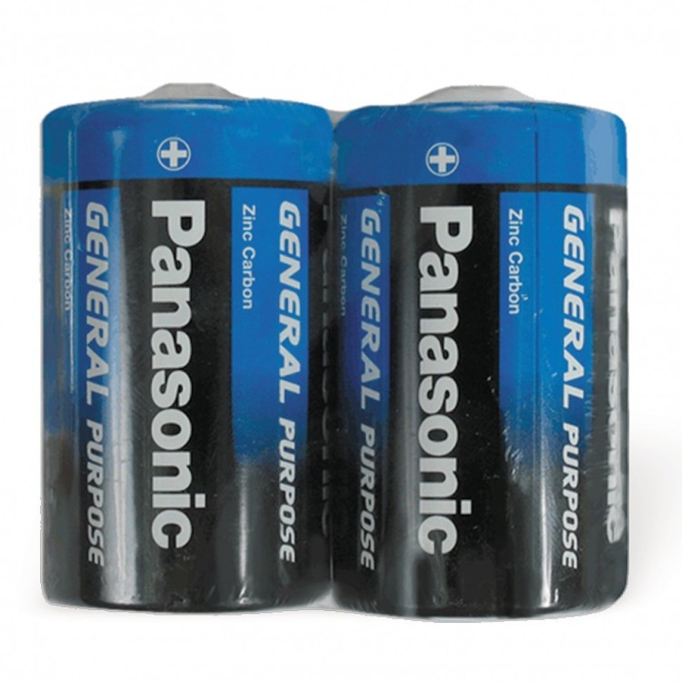 Батарейки солевые Panasonic R20 (D) 2 шт (373) (6) (76351)