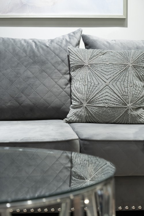 Подушка с бисером "Лучи" серебро 45*45см (TT-00006725)