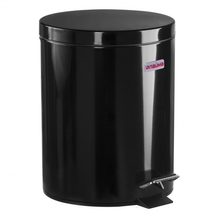 Ведро-контейнер для мусора с педалью Laima "Classic" 5 л черное глянц. с внутр. ведром 604943 (1) (90172)