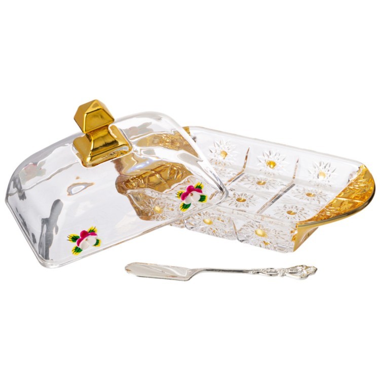 Масленка "lefard gold glass" 17,5*10,5 см. высота=9 см. Lefard (195-217)