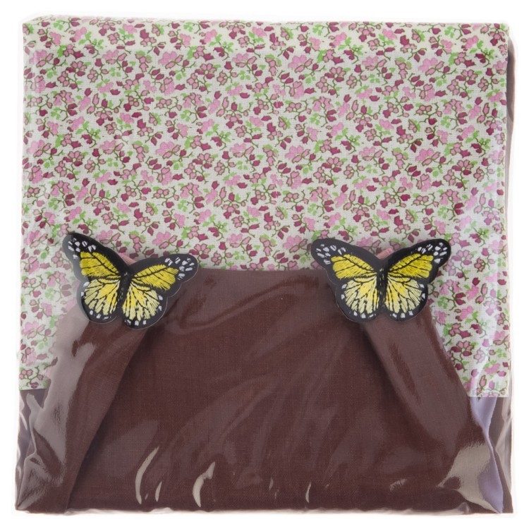 Фартук "кокетка" ,коричневый, 100%лён, бабочки SANTALINO (850-605-12)