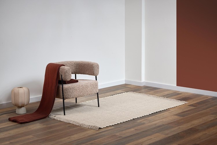 Плед из хлопка жемчужной вязки коричневого цвета из коллекции essential, 130х180 см (79034)