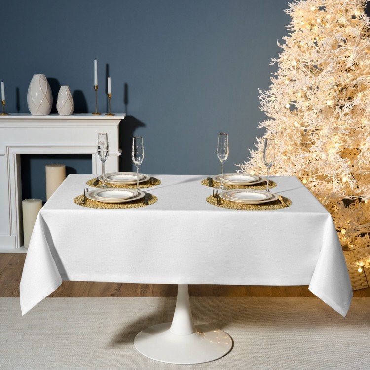 Скатерть  140х180 cm прямоугольная, "феерия. серебро", цвет: белый, tm lefard, полиэстер 100% (кор=2 Lefard (986-004-20)