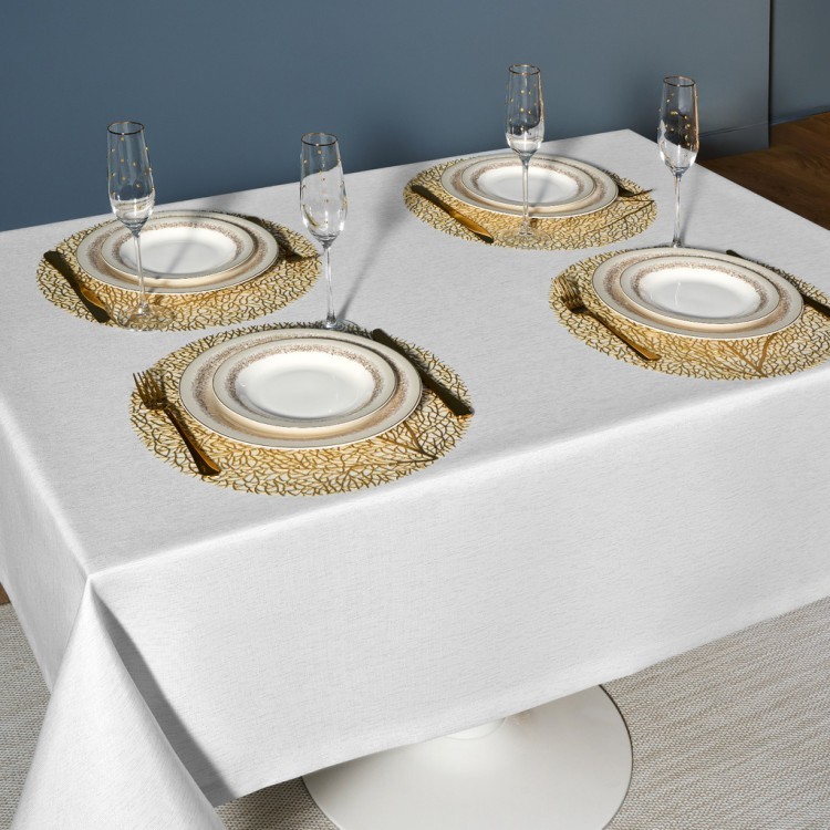 Скатерть  140х180 cm прямоугольная, "феерия. серебро", цвет: белый, tm lefard, полиэстер 100% (кор=2 Lefard (986-004-20)