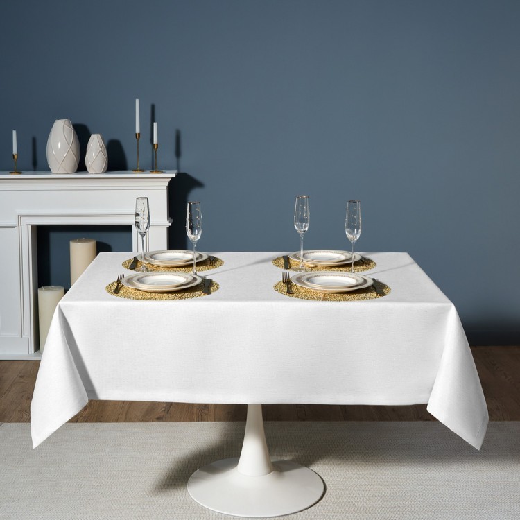 Скатерть  140х180 cm прямоугольная, "феерия. серебро", цвет: белый, tm lefard, полиэстер 100% (кор=2 Lefard (986-004-20)