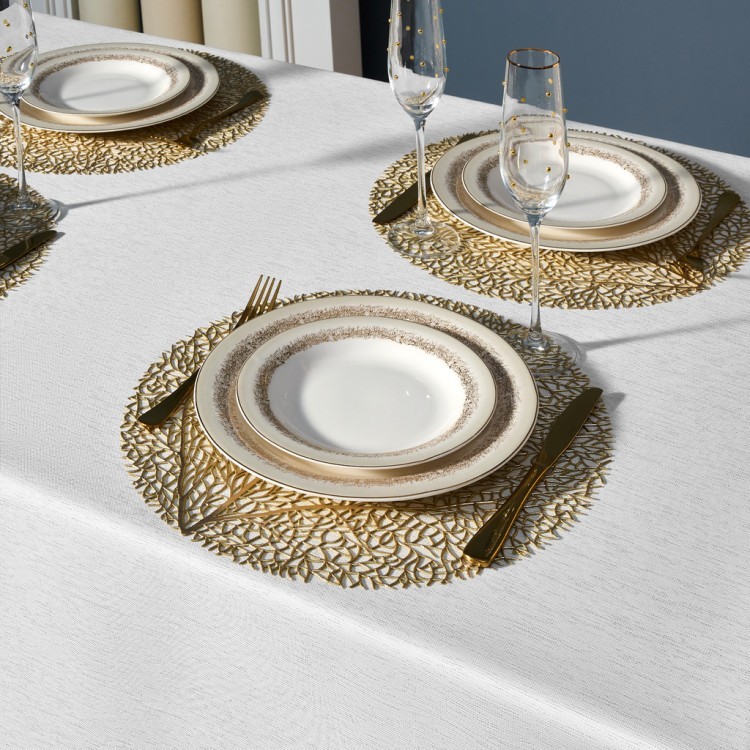 Скатерть  140х180 cm прямоугольная, "феерия. серебро", цвет: белый, tm lefard, полиэстер 100% (кор=2 Lefard (986-004-20)