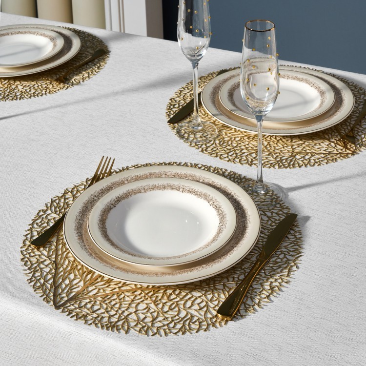 Скатерть  140х180 cm прямоугольная, "феерия. серебро", цвет: белый, tm lefard, полиэстер 100% (кор=2 Lefard (986-004-20)