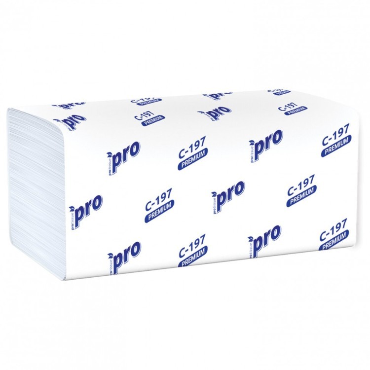 Полотенца бумаж 200 шт PROtissue H3 PREMIUM 2-сл белые к-т 20 пачек 22х21 см V-сл С197 114334 (1) (92559)