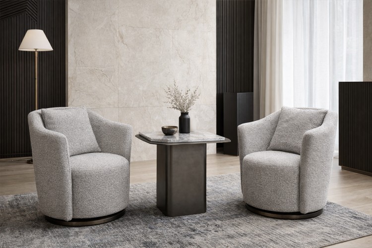 Кресло Верона(Verona) вращающееся, букле серый Orso-SER/бронза 70*77*80см (TT-00016876)