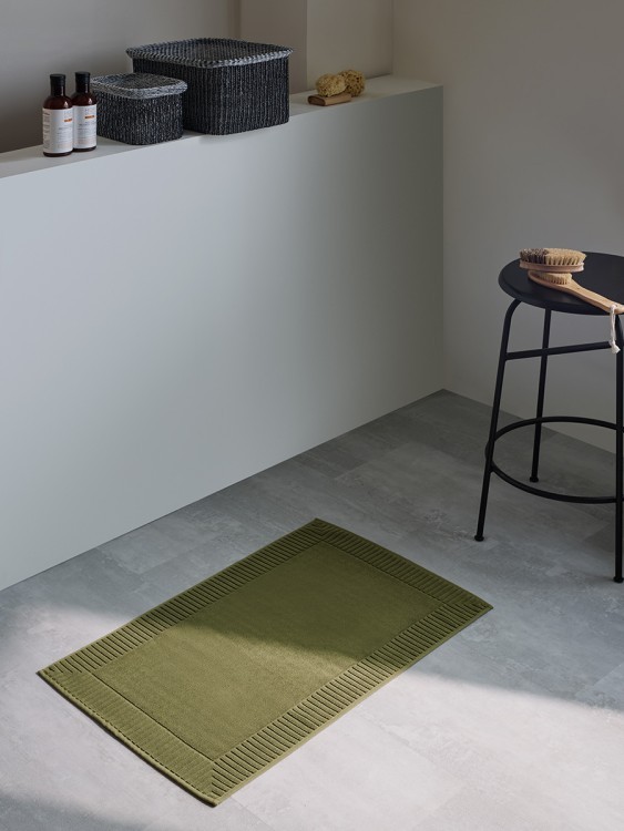 Коврик для ванной с фактурным бортиком оливкового цвета из коллекции essential, 50х80 см (80170)