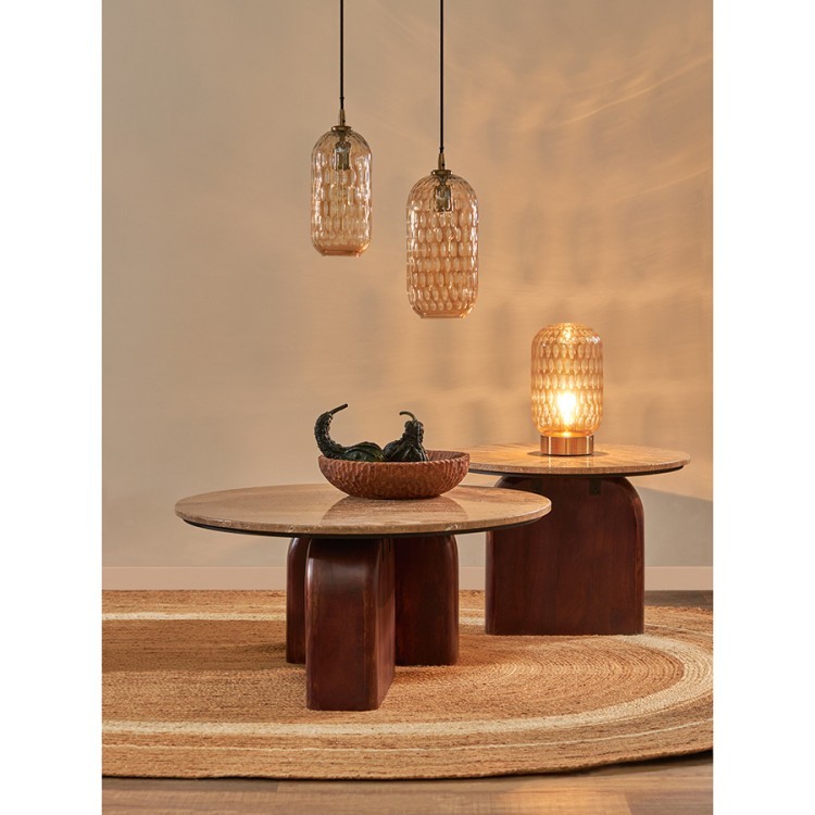 Столик кофейный torhill, D80 см, бежевый/орех (76327)