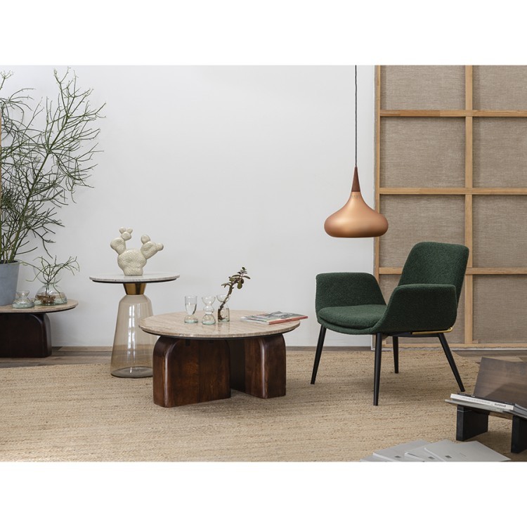 Столик кофейный torhill, D80 см, бежевый/орех (76327)