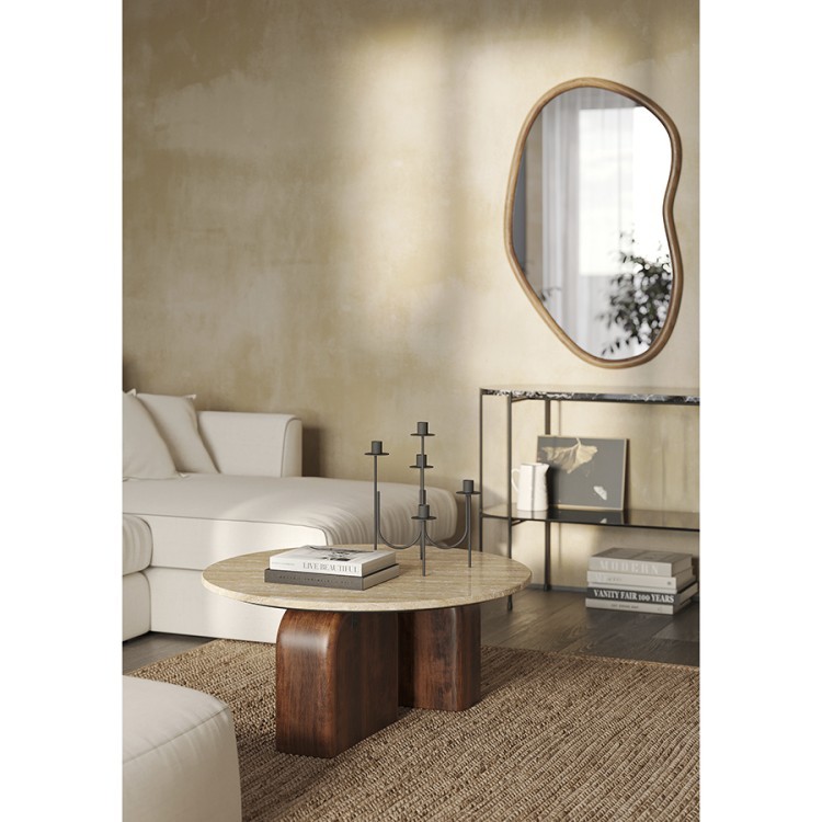 Столик кофейный torhill, D80 см, бежевый/орех (76327)