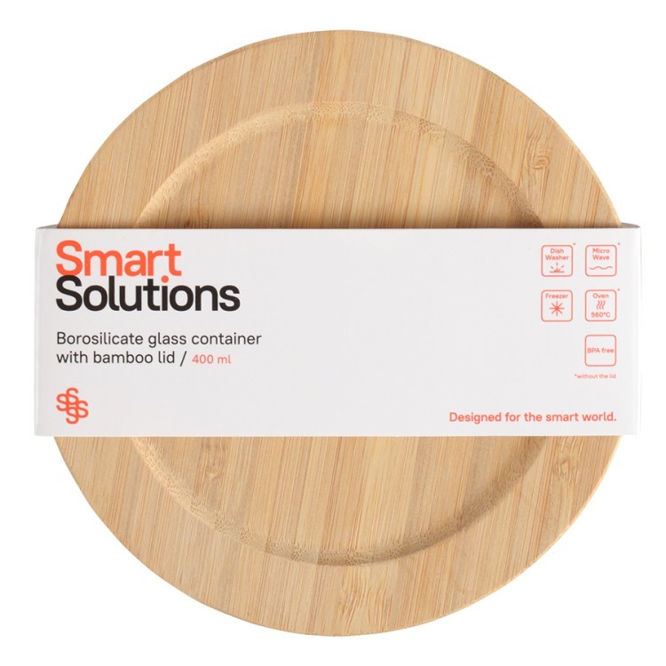 Контейнер для запекания и хранения smart solutions с крышкой из бамбука, 400 мл (73378)