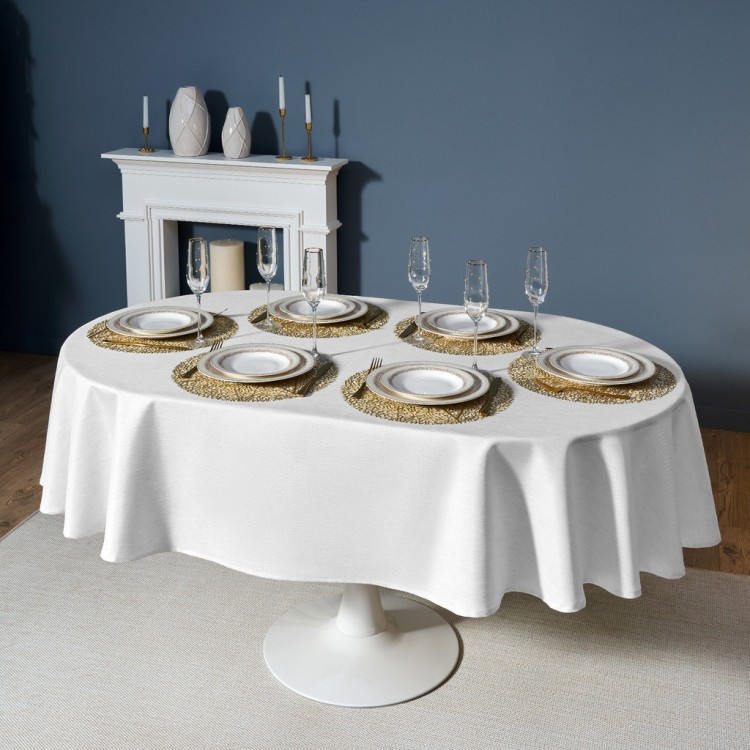 Скатерть  160х220 cm овальная, "феерия. серебро", цвет: белый, tm lefard, полиэстер 100% Lefard (986-004-28)