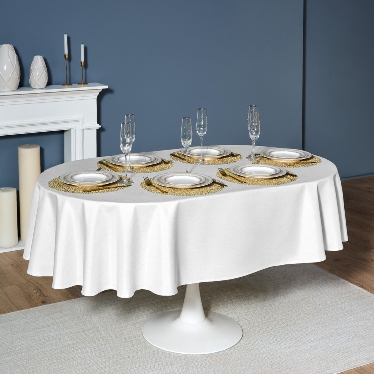 Скатерть  160х220 cm овальная, "феерия. серебро", цвет: белый, tm lefard, полиэстер 100% Lefard (986-004-28)