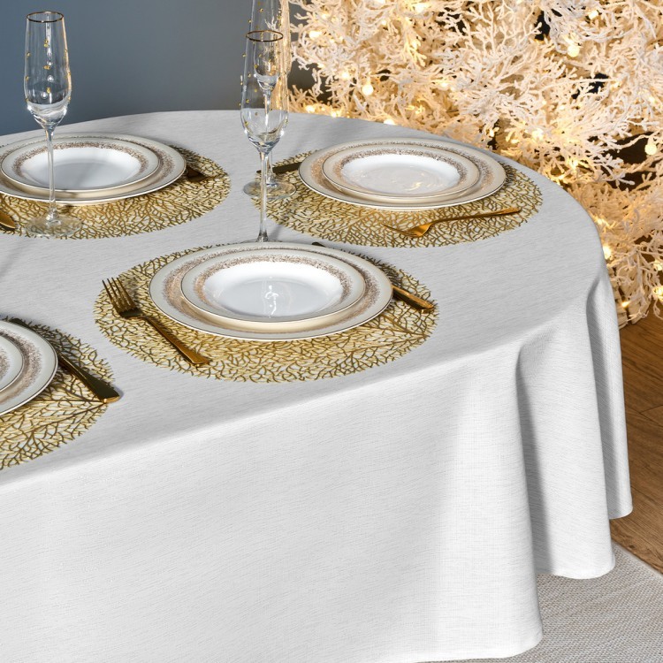 Скатерть  160х220 cm овальная, "феерия. серебро", цвет: белый, tm lefard, полиэстер 100% Lefard (986-004-28)