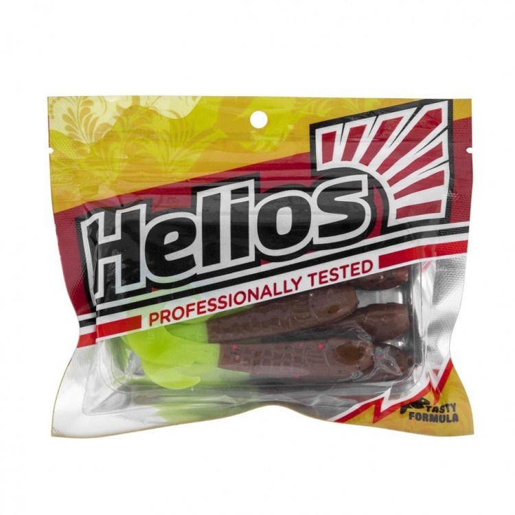 Твистер Helios Long Hybrid 3,55"/9,0 см, цвет Rusty Gold & Lime 7 шт HS-15-017 (78219)