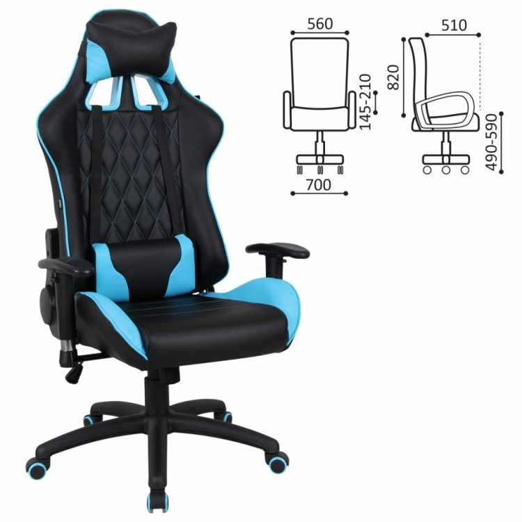 Кресло компьютерное Brabix GT Master GM-110 экокожа черно-голубое 531928 (1) (84662)