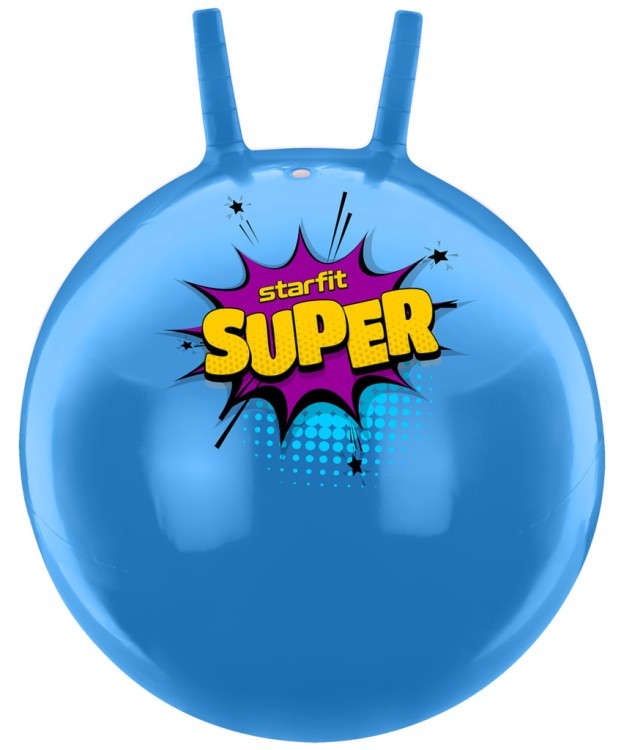Мяч-попрыгун GB-0401, SUPER, 45 см, 500 гр, с рожками, голубой, антивзрыв (732323)