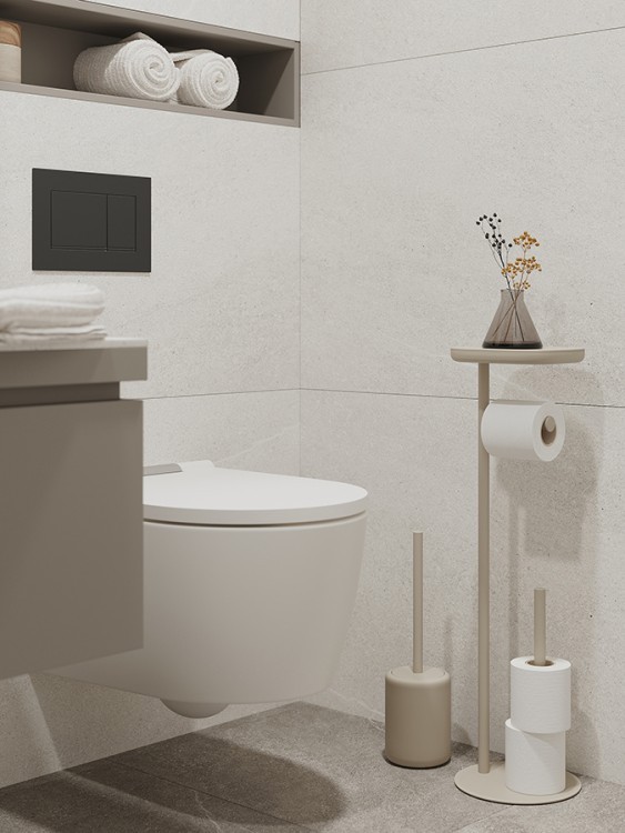 Держатель для туалетной бумаги с полочкой slim, светло-серый (78864)