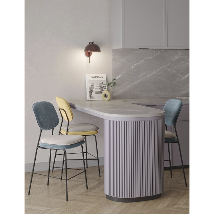 Стул полубарный с контрастным кантом pea, велюр, сине-зеленый/бежевый (77100)