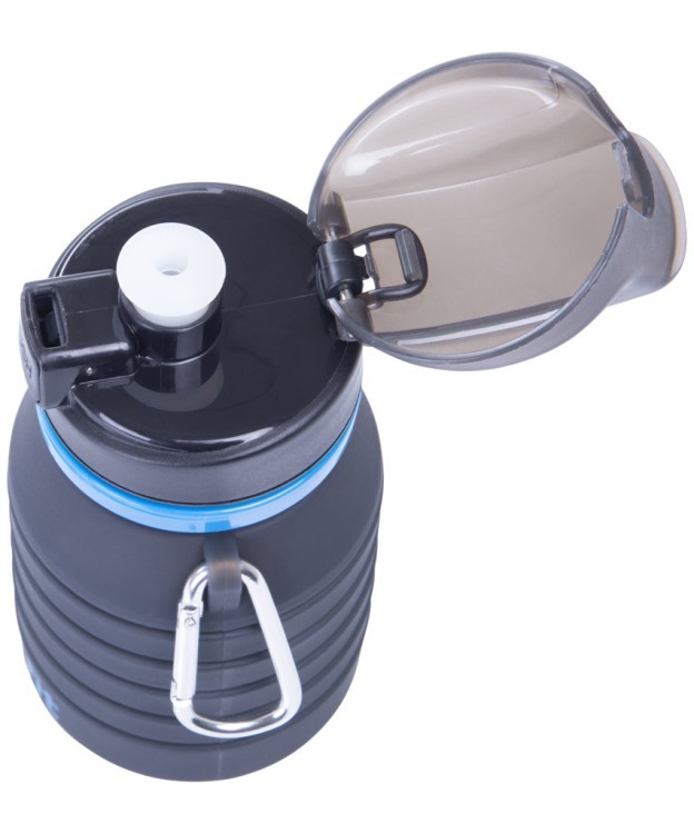 Бутылка для воды FB-100, с карабином, складная, серая (734051)