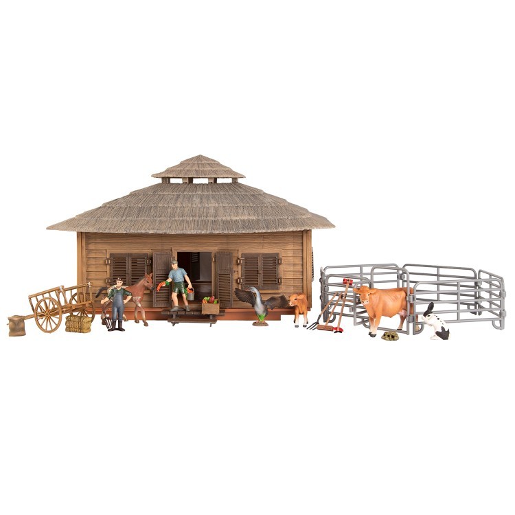 Набор фигурок животных серии "На ферме": Ферма игрушка, лошадь, кролик, телята, фермеры, инвентарь - 21 предмет (ММ205-065)