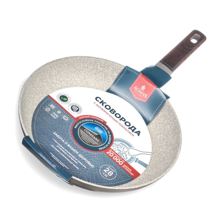 Сковорода с антипригарным покрытием pfluon marble, 28*5,2 см Agness (902-113) Сковорода с антипригарным покрытием pfluon marble, 28*5,2 см Agness (902-113)