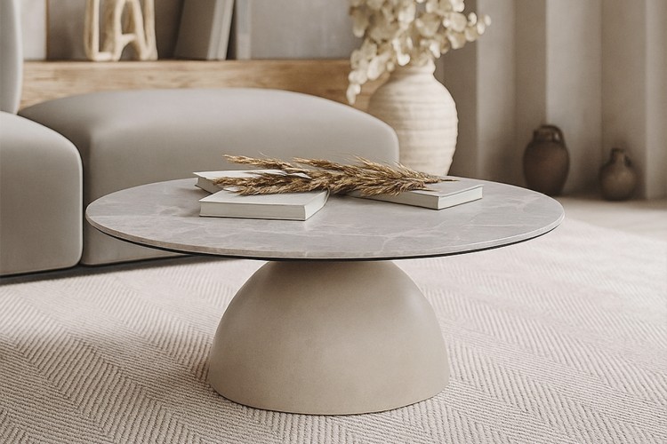 Стол журнальный, керамика Augustus Gray d90*39см (TT-00015700)