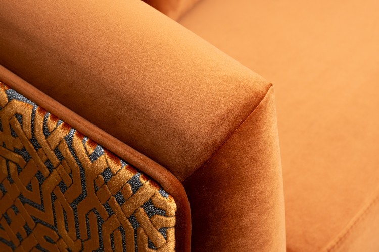 Диван Trevi 230М(К) трехм раскл с кантом оранж Pad32+Lattice ORANG 232*103*88см (TT-00016896)