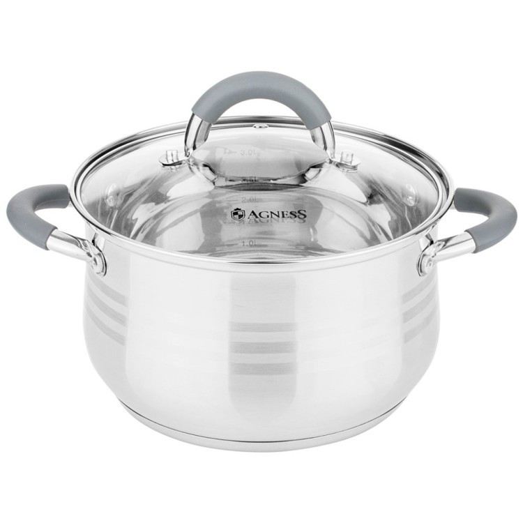 Кастрюля agness со стекл. крышкой серия classic 3,5 л. 20*12,5 см Agness (937-432)