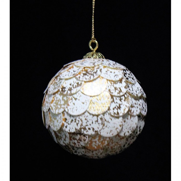 Шар новогодний декоративный paper ball, золотистый мрамор (63563)