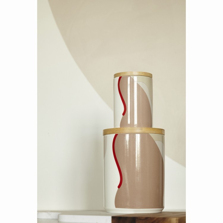 Банка для хранения бежевого цвета с авторским принтом из коллекции freak fruit, 1,25л (73570) Банка для хранения бежевого цвета с авторским принтом из коллекции freak fruit, 1,25л (73570)