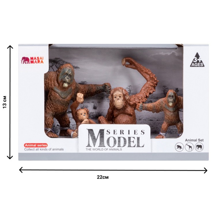 Набор фигурок животных серии "Мир диких животных": Семья орангутангов, 4 предмета (MM201-005)