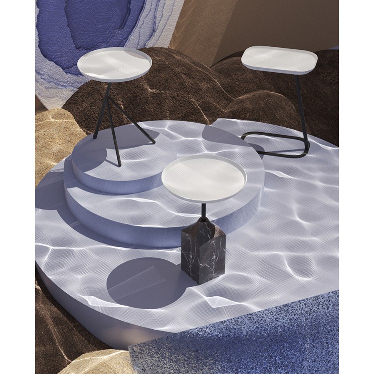 Столик приставной sustainable collection, D38 см, серо-голубой/черный (76073) Столик приставной sustainable collection, D38 см, серо-голубой/черный (76073)