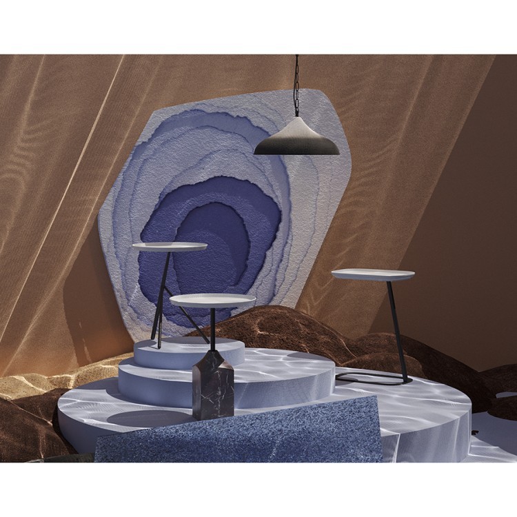 Столик приставной sustainable collection, D38 см, серо-голубой/черный (76073) Столик приставной sustainable collection, D38 см, серо-голубой/черный (76073)
