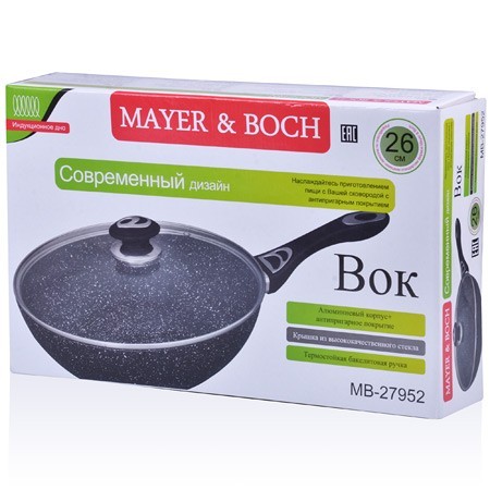 Сковорода-ВОК 26см мрам/крош АП с/кр Mayer&Boch (27952)