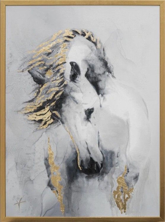 Холст "Белая лошадь" 50*70см, багет золотой (TT-00005006)
