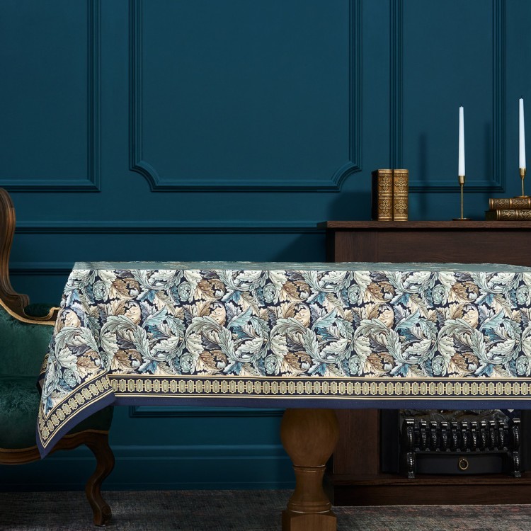 Скатерть "листья морриса"140х180см , 100% хлопок, синий , твил, пропитка Lefard (850-752-2)