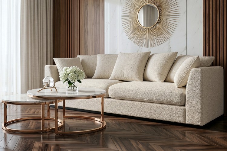 Диван Роберто(Roberto) трехместный, букле кремовый Flona-SVBEG 250*100*90см (TT-00011795)