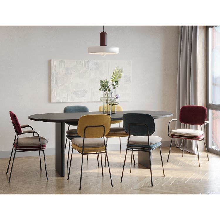 Стул с подлокотниками и контрастным кантом pea, велюр, бордовый/бежевый (77103)