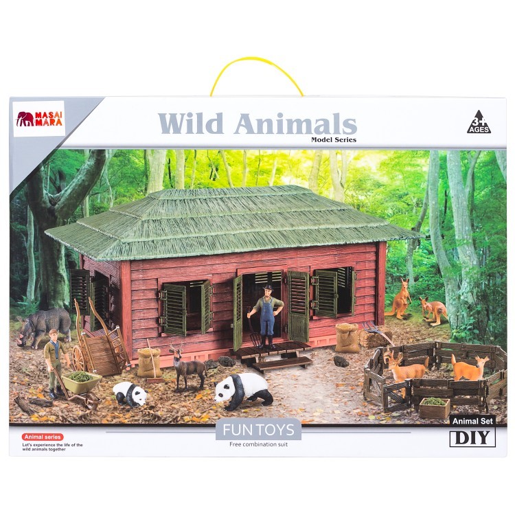 Набор фигурок животных серии "На ферме": Ферма игрушка, медведь, горилла, зебра, крокодил, грифон, фермеры, инвентарь - 23 предмета (ММ205-076)