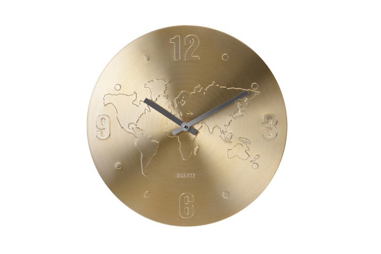 Часы настенные "Карта мира" цв.золото d35см (TT-00002641)