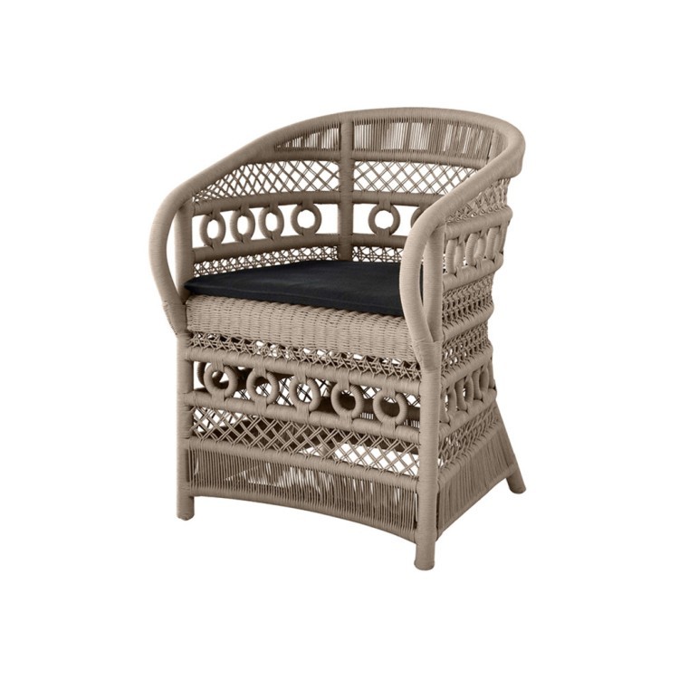 Полукресло FG-30398/G, ротанг, текстиль, Black/grey, ROOMERS FURNITURE Полукресло FG-30398/G, ротанг, текстиль, Black/grey, ROOMERS FURNITURE