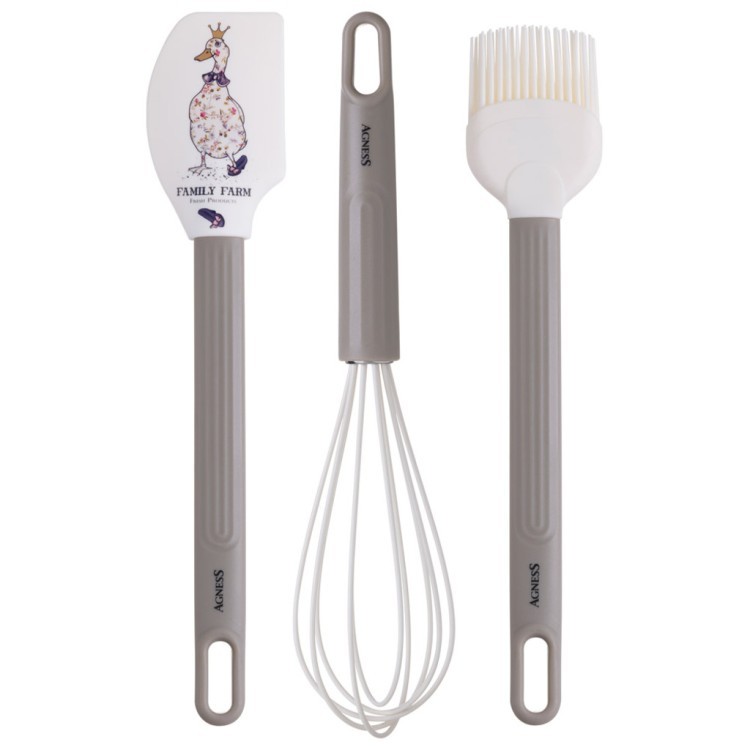Набор: венчик, лопатка, кисточка agness, 3 предмета, серия "family farm" Agness (671-032)