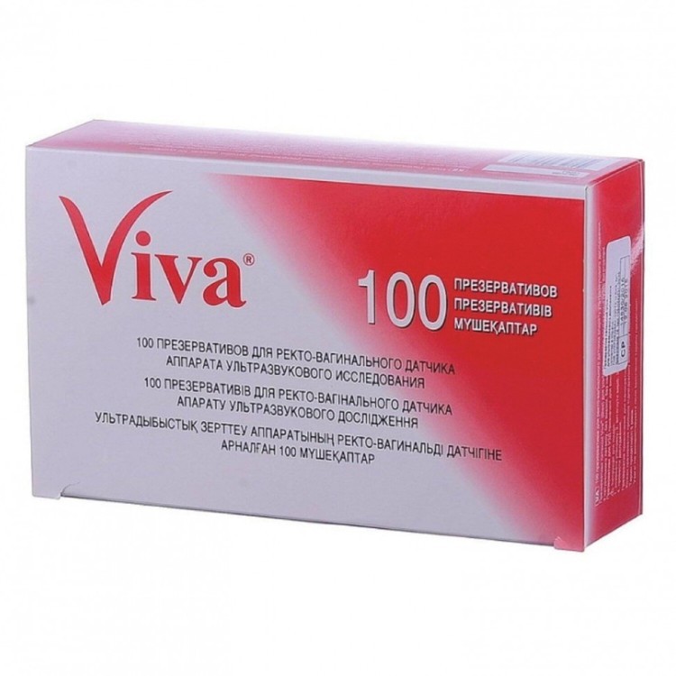 Презервативы для УЗИ VIVA к-т 100 шт без накопителя гладкие без смазки 210х28 мм 630329 (1) (95869)