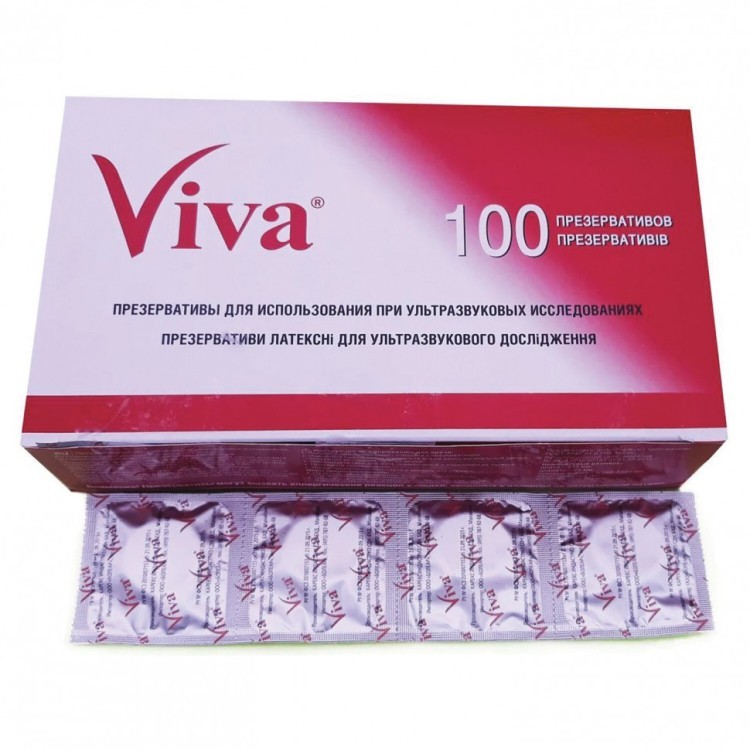 Презервативы для УЗИ VIVA к-т 100 шт без накопителя гладкие без смазки 210х28 мм 630329 (1) (95869)