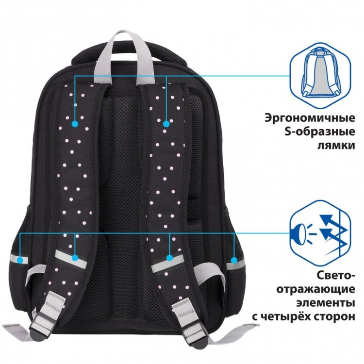Рюкзак для девочек ортопедический Brauberg Soft светящийся 17 л. 228791 (87369)